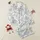 Women's Muted Indigo Blue & Cream Toile de Jouy Engraved Botanical Floral Pattern Satin Pajamas Set - 1
