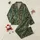 Women's Refined Emerald Green Antique Gold Ornate Floral Peacock Feather Hummingbird Repeat Satin Pajamas Set - 1