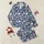 Women's Navy Blue Abstract Botanical Interwoven Foliage, Dusty Rose, Sky Blue & Muted Teal Graphic Satin Pajamas Set - 1
