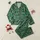 Women's Whimsical Holly & Berry Pattern: Pink, Red, Lime Green, White Stars on Deep Christmas Green Satin Pajamas Set - 1