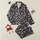 Women's Illustrative Cherry Blossom & Garden Flowers with Pastel Petals on Jet Black Satin Pajamas Set - 1