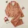 Women's Rustic Terra Cotta Orange Vintage Hand-Drawn Off-White Wildflower Pattern Satin Pajamas Set - 1