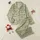 Women's Classic Warm Beige Forest Green Ornate Damask Acanthus Pattern Satin Pajamas Set - 1
