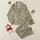Women's Verdant Olive Green Dusty Rose Botanical Birds & Bamboo Blossom Pattern Satin Pajamas Set - 1