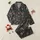 Women's Hand-Drawn Vintage Rustic Christmas Candy Cane & Holly Dark Charcoal Motif Satin Pajamas Set - 1