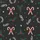 Women's Hand-Drawn Vintage Rustic Christmas Candy Cane & Holly Dark Charcoal Motif Satin Pajamas Set - 2