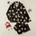 Women's Deep Black Hand-Drawn Golden Retriever Puppies Red Hearts White Bones Pattern Satin Pajamas Set - 1