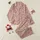 Women's Hand-Drawn Muted Rose Pink Botanical Floral Olive Sage Green White Orange Berry Pattern Satin Pajamas Set - 1