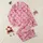 Women's Whimsical Hand-Drawn Fuchsia Rose Magenta Bow Floral Densely Packed Pattern Satin Pajamas Set - 1