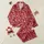 Women's Crimson Red All-Over Scattered White, Pastel Pink, & Plaid Heart Motifs Satin Pajamas Set - 1