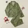Women's Deep Forest Green Ornate Botanical Acanthus Leaf Scroll Pattern, Muted Gold & Cream Classical Motifs Satin Pajamas Set - 1