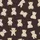 Women's Dark Brown Cream Beige Naive Hand-Drawn Teddy Bear Pattern Satin Pajamas Set - 2