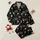 Christmas Celebrators' Black Festive Wine Glasses Santa Reindeer Elf Hat Pattern Satin Pajamas Set - 1