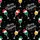Christmas Celebrators' Black Festive Wine Glasses Santa Reindeer Elf Hat Pattern Satin Pajamas Set - 2