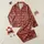 Women's Plus Size Cranberry Red & Cream-Beige Scandinavian Folk Art Winter Festive Pattern Satin Pajamas Set - 1