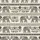 Women's Light Beige Black Ornamental Stylized Elephant Greek Key Floral Vine Heart Pattern Satin Pajamas Set - 2