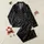 Modern Aesthetic Lovers' Elegantly Scattered Crisp White Stars on Jet Black Minimalist Celestial Pattern Satin Pajamas Set - 1