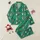 Women's Emerald Green Festive Gnome Reindeer Pattern with Red Hats & Blue Bauble Trees Satin Pajamas Set - 1
