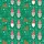 Women's Emerald Green Festive Gnome Reindeer Pattern with Red Hats & Blue Bauble Trees Satin Pajamas Set - 2