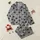 Women's Minimalist Black Cat Faces White Eye Peeking Line Art Heather Gray Pattern Satin Pajamas Set - 1
