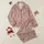 Women's Abstract Organic Flowing Deep Reddish-Brown Brushstroke Pattern Satin Pajamas Set - 1