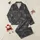 Cat Lovers' Minimalist Hand-Drawn White Line Art Playful Cats & Human Hands Dark Charcoal Grey Pattern Satin Pajamas Set - 1