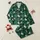 Women's High-Contrast Emerald Green Black Tartan Plaid Folk Art Cherub Reindeer Snowflake Motif Satin Pajamas Set - 1