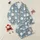 Women's Playful Light Blue Hat Penguin, Yellow Dog, & White Bow Head Repeating Pattern on Muted Blue-Gray Satin Pajamas Set - 1