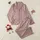 Women's Soft Blush Pink White Plaid Hand-Drawn Hearts Subtle 'Love' Seamless Pattern Satin Pajamas Set - 1