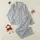 Women's Soft Silvery Grey Vertical Stripe Minimalist Charcoal Moon Cloud Motif Satin Pajamas Set - 1
