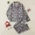 Women's Muted Gray White & Red Hearts Love Script Seamless Pattern Satin Pajamas Set - 1