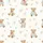 Women's Whimsical Tan Teddy Bear, Blue-Grey Outfit, Pastel Floral Cream Background Pattern Satin Pajamas Set - 2
