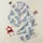 Women's Muted Dusty Blue Beige Navy Off-White Abstract Tropical Foliage Design Satin Pajamas Set - 1