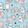 Cat Lovers' Whimsical Pastel Pink & White Cartoon Cats Sky Blue All-Over Playful Pattern with Hearts Satin Pajamas Set - 2