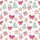 Women's Whimsical Pink Santa, Gingerbread, Mint Tree & Fuchsia Bow Pattern Satin Pajamas Set - 2