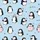Women's Light Sky Blue Plump Cartoon Penguin All-Over Print Pastel Pink Hearts & Coffee Mugs Satin Pajamas Set - 2