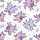 Women's Delicate Lavender Rose, Periwinkle Blue & Mauve Butterfly Illustrative Pattern Satin Pajamas Set - 2