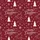 Women's Deep Red Illustrative Repeating Reindeer Snowflake Christmas Tree Pattern with Merry Christmas Script & Gold Antlers Satin Pajamas Set - 2