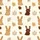 Women's Whimsical Cartoon Bunnies Autumn Foliage Warm Camel Cream Plaid Texture Satin Pajamas Set - 2