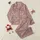 Women's Muted Dusty Rose Hand-Drawn Botanical Bloom Pattern Sage Green Leaves Cream Flowers Satin Pajamas Set - 1
