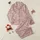 Women's Muted Pink Whimsical Sleep Celestial Pattern with White Peachy-Pink Script, Moons, Stars, Zzz Satin Pajamas Set - 1