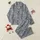 Relaxation Enthusiasts' Soft Muted Grey Minimalist Celestial Sleepy Eye & Cloud Pattern with Subtle Vertical Texture & Pale Pink Accents Satin Pajamas Set - 1