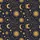 Women's Whimsical Navy Gold Folk Art Celestial Sun Moon Star Cloud Constellation Pattern Satin Pajamas Set - 2