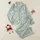 Women's Pale Mint Green Botanical Floral Cluster Illustrative Pattern with Soft White & Rose Accents Satin Pajamas Set - 1