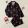 Women's Relaxed Black 'LET ME SLEEP' Magenta White Slogan Celestial Moon Star Zzz Distressed Pattern Satin Pajamas Set - 1