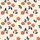 Women's Elegant Abstract Floral Terracotta Peach Navy Cream Leaf Pattern Satin Pajamas Set - 2