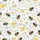Women's Hand-Drawn Botanical Honey Bee Golden Yellow Blossoms Blue-Grey Leaves White Seamless Pattern Satin Pajamas Set - 2