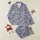 Modern Style Enthusiasts' Deep Navy White Minimalist Geometric Diagonal Stripe Grid Pattern Satin Pajamas Set - 1