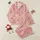 Women's Soft Pink Flat Style Cartoon Teddy Bear 'LOVE ME' Heart Pattern Satin Pajamas Set - 1
