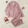 Women's Intricate Soft-Edged Cable Knit Pattern in Muted Dusty Rose Blush Pink & Cream Off-White Satin Pajamas Set - 1